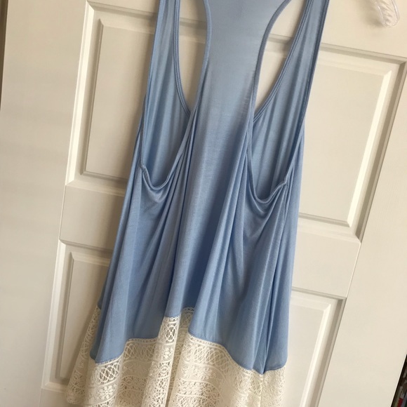 Periwinkle Blue Racer Back Lace Tank Medium - Picture 4 of 4